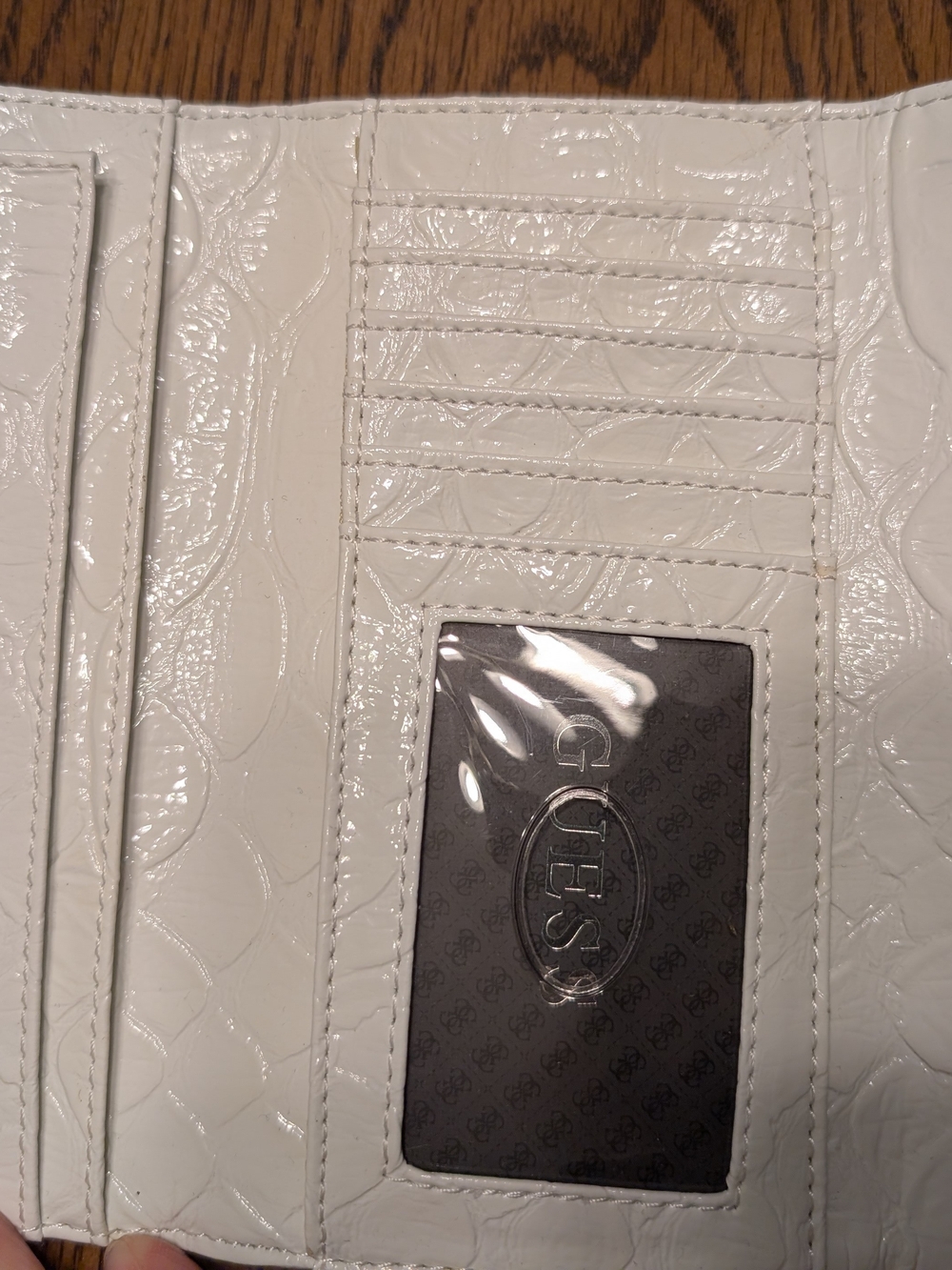 Guess Navy Denim Logo Wristlet and Wallet with White Trim - Picture 9 of 9